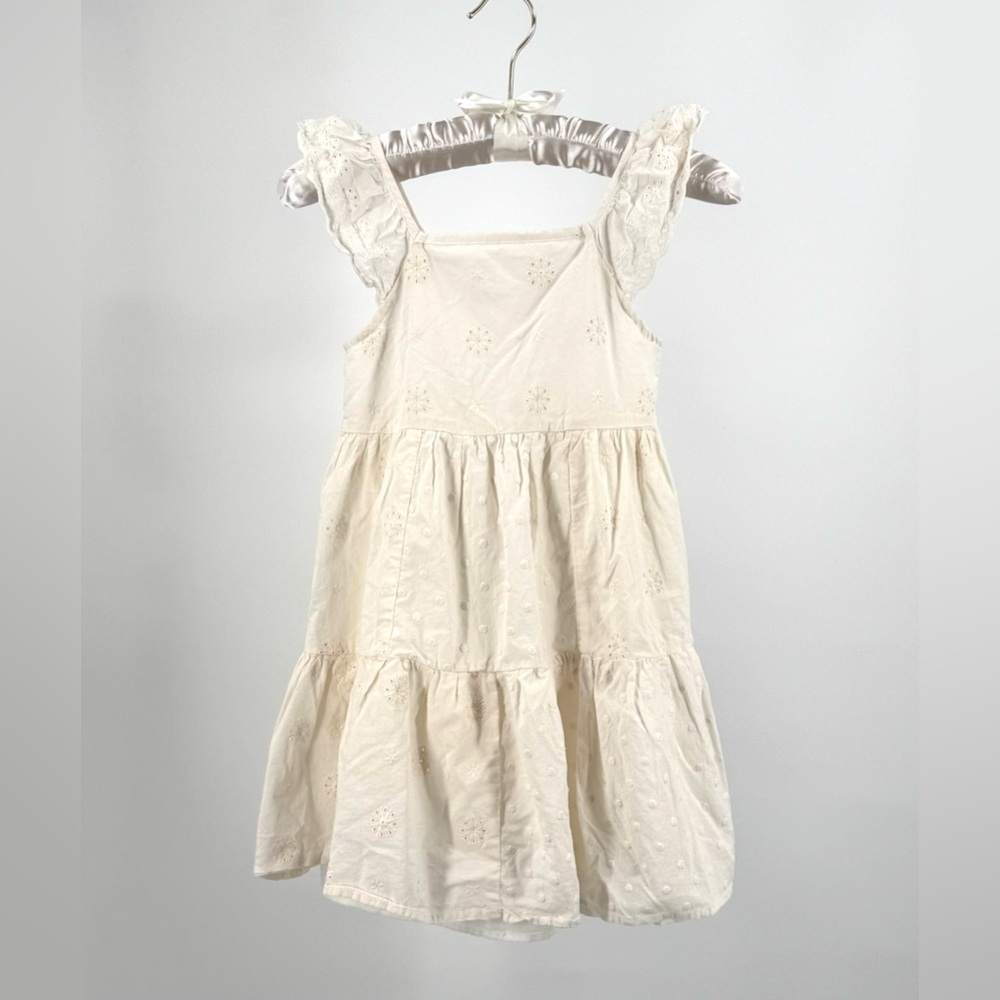 Tommy Bahama Girls Cream Eyelet Ruffle Strap Dress Size 8